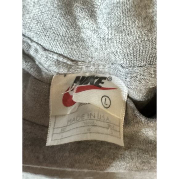 Nike Long Sleeve Shirt Mens L Gray Mock Neck Swoosh Embroidered Vtg 90s USA Knit - Picture 3 of 7